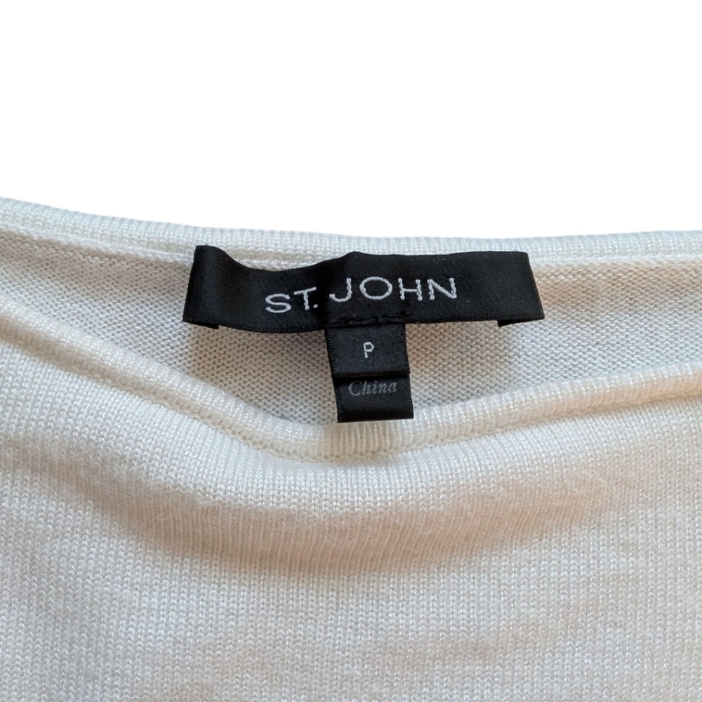 St John Women Small Wool Blend Colourblock Boat Neck Sweater Quiet Luxury - Picture 9 of 12